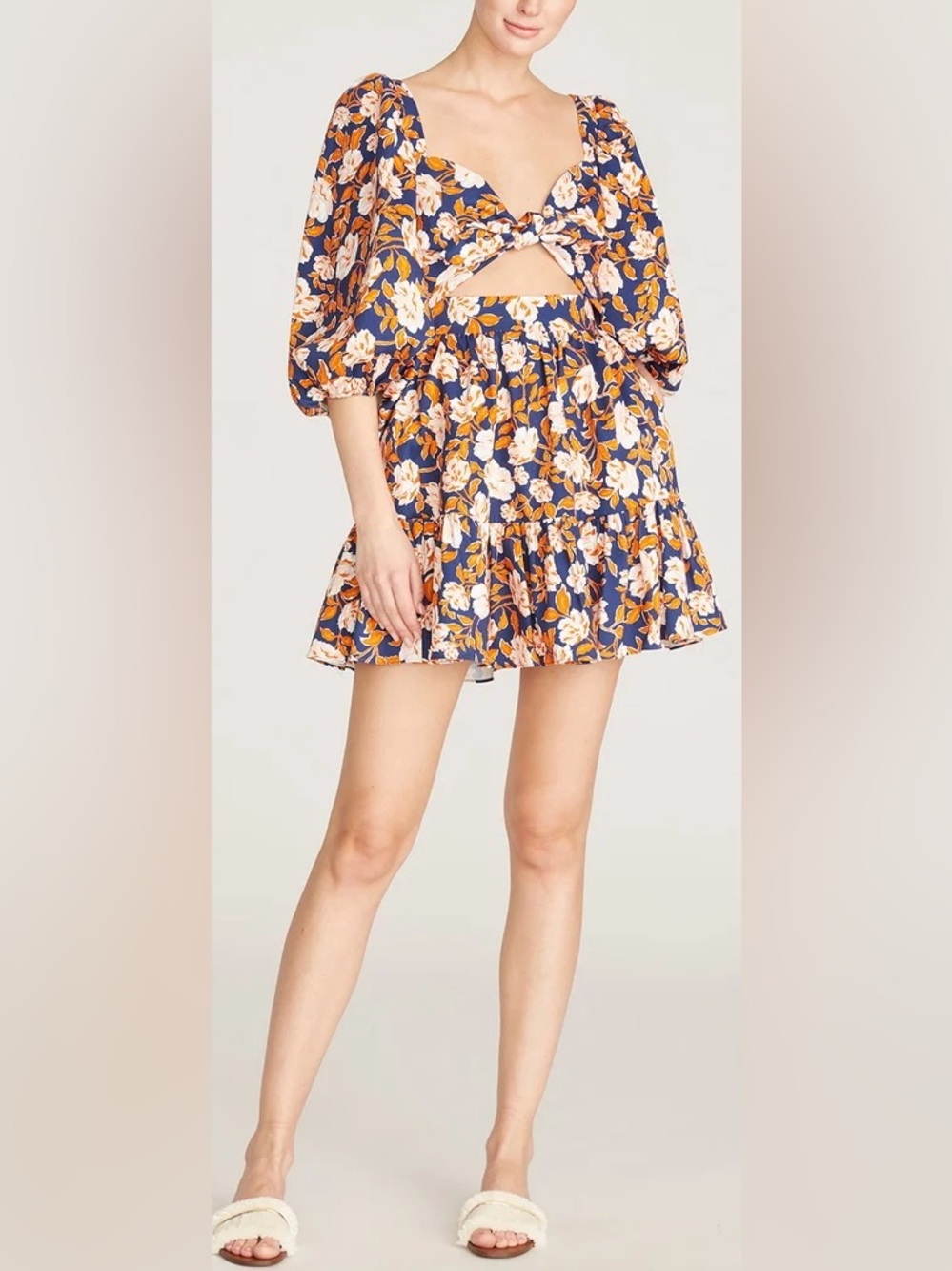 AMUR Medina Floral Orange & Blue Mini Dress | Size 6